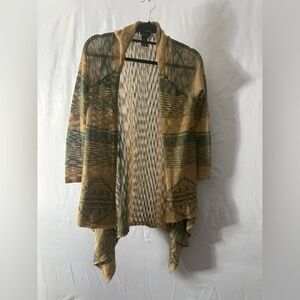 Open-Front Hooded Cardigan Sweater in Mustard Green